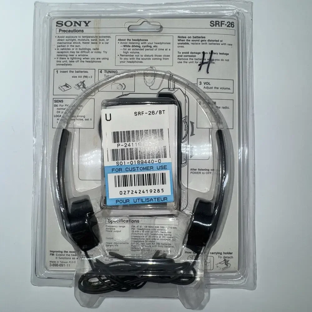 NEW SEALED Sony WALKMAN FM Stereo Receiver SRF-26 Black 10th Anni. Vintage Radio
